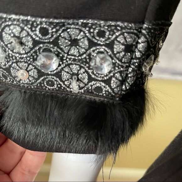 Jane & John Knee Length Black Dress with Embellished Trim - Picture 6 of 7